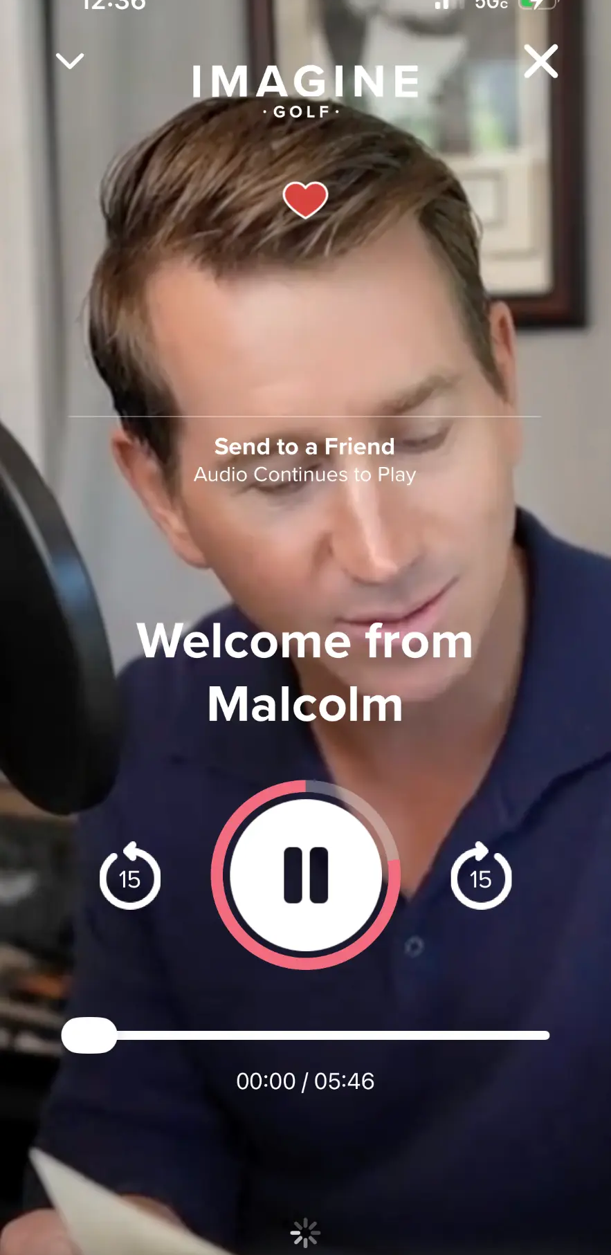 The Imagine Golf app audio player